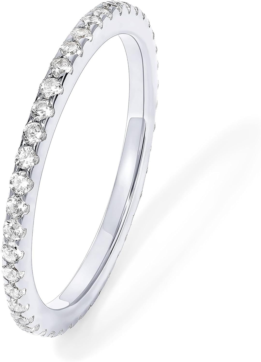 Gold Plated Solid 925 Sterling Silver CZ Simulated Diamond Stackable Ring Eternity Bands for Women