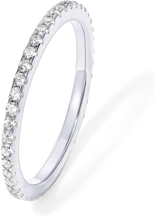 Gold Plated Solid 925 Sterling Silver CZ Simulated Diamond Stackable Ring Eternity Bands for Women